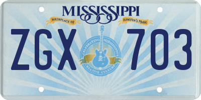 MS license plate ZGX703