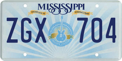 MS license plate ZGX704
