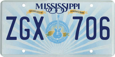 MS license plate ZGX706