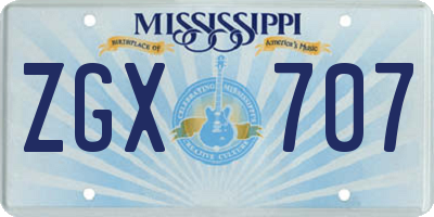 MS license plate ZGX707