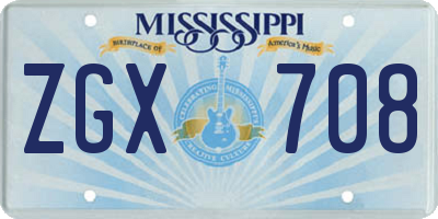 MS license plate ZGX708