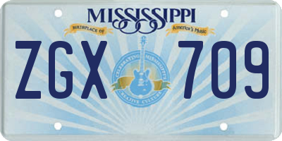 MS license plate ZGX709