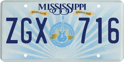 MS license plate ZGX716