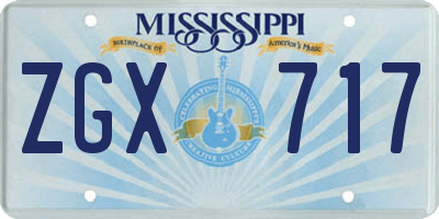 MS license plate ZGX717