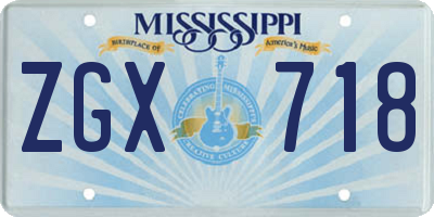 MS license plate ZGX718