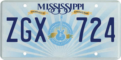 MS license plate ZGX724