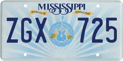 MS license plate ZGX725