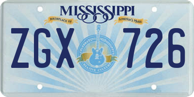 MS license plate ZGX726