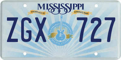 MS license plate ZGX727