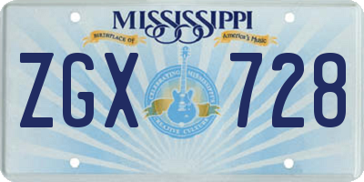 MS license plate ZGX728