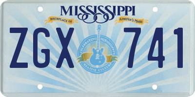 MS license plate ZGX741