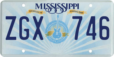 MS license plate ZGX746