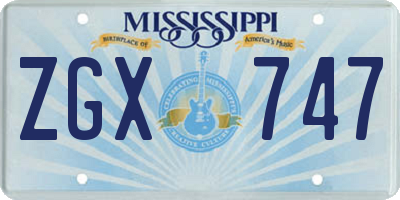 MS license plate ZGX747