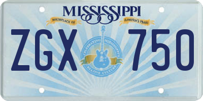 MS license plate ZGX750