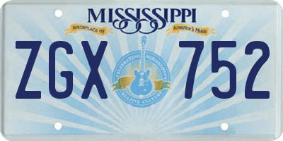MS license plate ZGX752