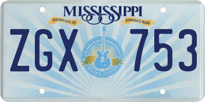 MS license plate ZGX753