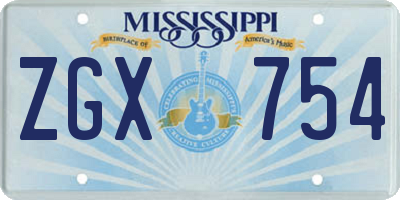 MS license plate ZGX754