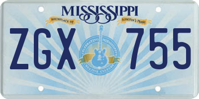 MS license plate ZGX755
