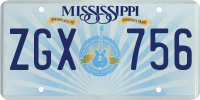 MS license plate ZGX756