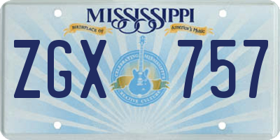 MS license plate ZGX757