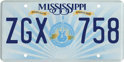 MS license plate ZGX758