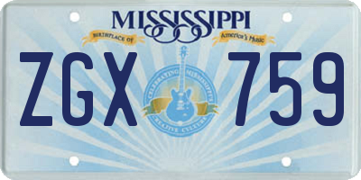 MS license plate ZGX759