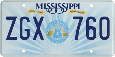 MS license plate ZGX760