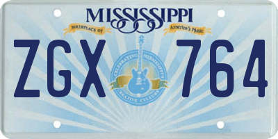MS license plate ZGX764
