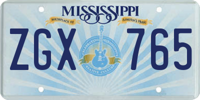 MS license plate ZGX765