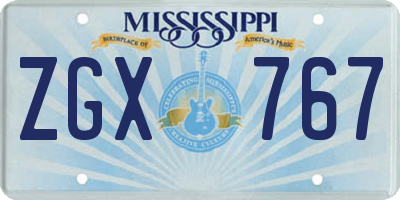 MS license plate ZGX767