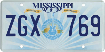 MS license plate ZGX769