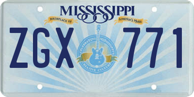 MS license plate ZGX771