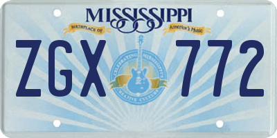 MS license plate ZGX772