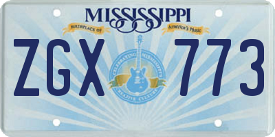 MS license plate ZGX773