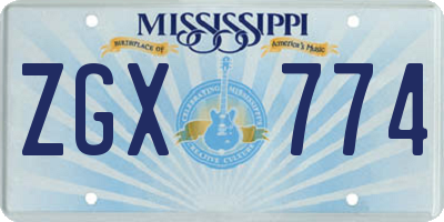 MS license plate ZGX774