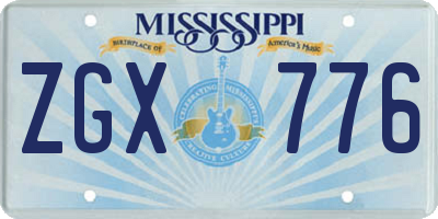 MS license plate ZGX776