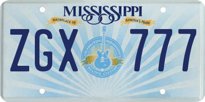 MS license plate ZGX777