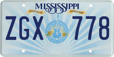 MS license plate ZGX778