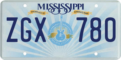 MS license plate ZGX780