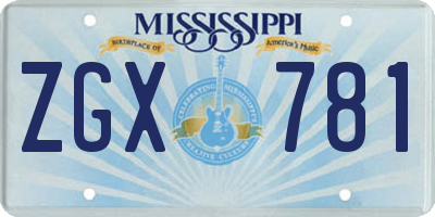MS license plate ZGX781