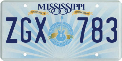 MS license plate ZGX783