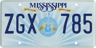 MS license plate ZGX785
