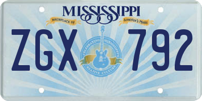 MS license plate ZGX792