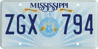 MS license plate ZGX794
