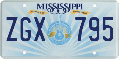 MS license plate ZGX795