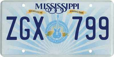 MS license plate ZGX799