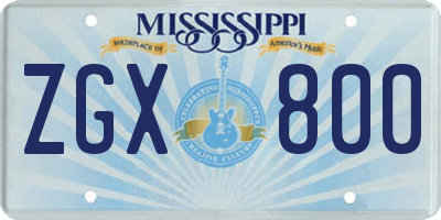 MS license plate ZGX800