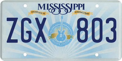 MS license plate ZGX803