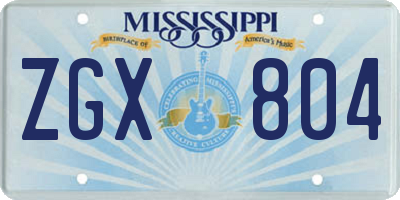 MS license plate ZGX804