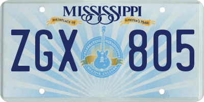 MS license plate ZGX805